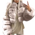 thumbnail image 5 of Winter Warm Coats for Women, Ladies Solid Color Coats Faux Coat Furry Faux Jacket Long Sleeve Outerwear Beige L, 5 of 7