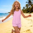 thumbnail image 5 of Girls Two Piece Swimsuit Summer Casual Pleated Tankini Elastic Waist Loose Swim Shorts with Pocket Fashion Lightweight Bathing Suits 5-15 Years, 5 of 6