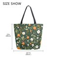 thumbnail image 5 of FORMRS Womens Canvas Tote Bag with Zipper Inner Pocket Shoulder Handbag, Green Flowers Pattern, 5 of 7