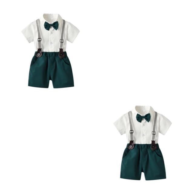 Qarigey Camisa con botones para niños, conjunto de pantalones en general, ropa con pajarita para niños, pantalones cortos Type26 NO26