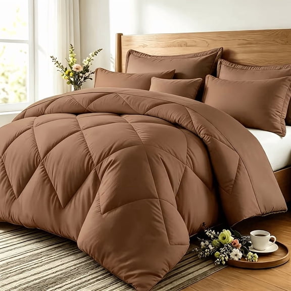 2pcs Twin Solid Color Diamond Grid Queen Bed and Extra Large Comforter Set Soft, Comfortable and Fluffy