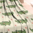thumbnail image 3 of Beige Crocodiles Hearts Pattern Blanket,Comfortable Soft Flannel Throw Blanket,All Season,Warm Lightweight Blankets for Sofa Bed Couch Living Room Chair,30"x40", 3 of 4