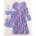 thumbnail image 3 of Bikini De Mujer Impreso Traje De Baño De 3 Piezas Traje De Baño Protector Solar De Talle Alto Sujetador Inalámbrico Cubierta De Malla Ropa De Playa Púrpura S, 3 of 5