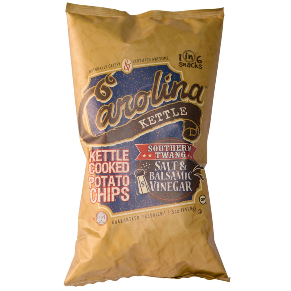 1 in 6 Snacks 9023910 5 oz Bagged Carolina Salt & Balsamic Vinegar Potato Chips - Case of 14