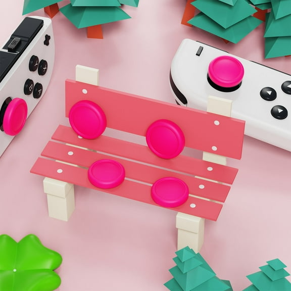 PlayVital Joystick Caps for Nintendo Switch, Thumbstick Caps for Switch Lite, Analog Cover for Switch OLED Joycon - Bright Pink