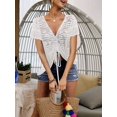 thumbnail image 5 of Summer Women's Crochet Beach Cover Up Lace-Up Drawstring Poncho Top Beachwear Swimsuit Bikini Dress-Up, 5 of 5