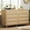 Natural, variant on AOGLLATI Rattan Dresser for Bedroom with 9 Drawer, Modern Wooden Long Bedroom Dresser, Chest of Drawers with Metal Handle & Solid Wood Legs for Bedroom/Living Room, Wood