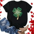 thumbnail image 1 of LSLJS Women's Mode Saint Patrick Imprimé Col Rond Manches Courtes Casual T-Shirt Haut, 1 of 4