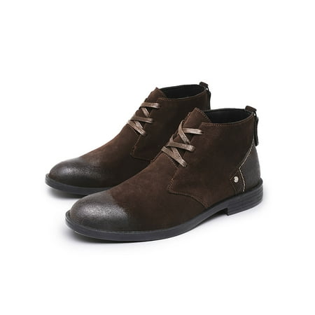 

Wazshop Mens Ankle Boot Pointy Toe Casual Booties Lace Up Chukka Boots Non Slip Vintage Work Bootie Men Bussiness Shoe Block Resistant Coffee 9.5