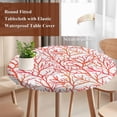 thumbnail image 3 of Red Coral Coastal Round Tablecloth 36-44 Inch Round Fitted Table Cloth with Elastic Edge, Summer Beach Nautical Ocean Sea Waterproof Table Cover Protector for Outdoor Picnic Party Dining, 3 of 6