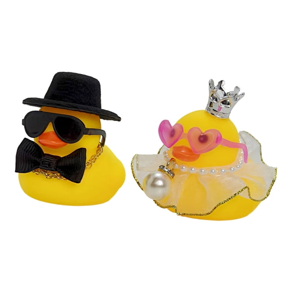 Odd Wedding Couple Rubber Waterfowl With Chaplet Hat Sunshades Wedding Reception Decoration Tokens