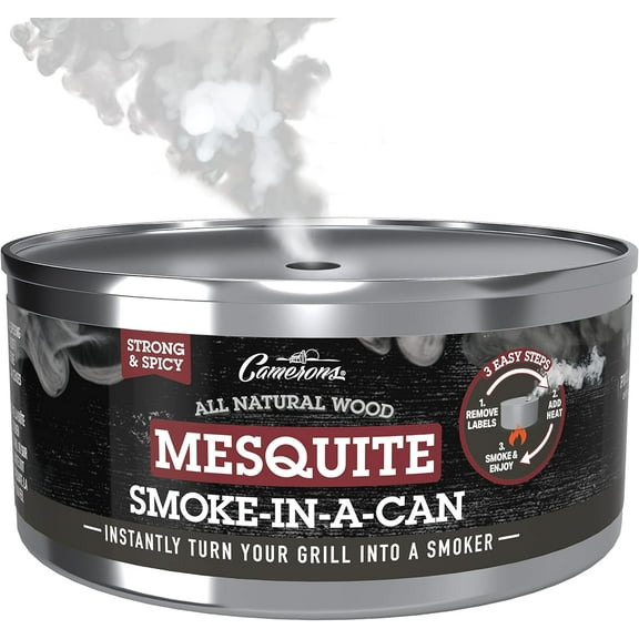 Camerons Smoking Wood Pellets - Instant Disposable Smoke Box Cans Turn Any Grill into a Smoker (Mesquite)- Single Pack of All Natural BBQ Wood - Great BBQ Gift