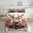 thumbnail image 6 of Elk Deer Bed in a Bag Queen Comforter Set 7 Piece,Vintage Rose Flowers Bedding Sets Gothic Reindeer Bed Set,Rustic Wild Animal Farmhouse Sheet Set with Comforter, 6 of 6