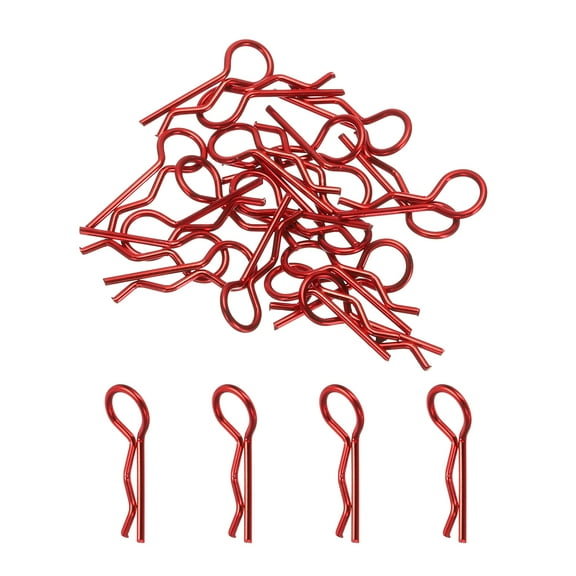 Uxcell 20pcs 30-Degree Angle Body Clips Bent Springy Pins for All 1/8 1/10 1/12 Scale Model RC Car Crawler Truck(Red)