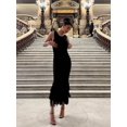 thumbnail image 1 of Mode Tricoté Patchwork Pompon Femmes Robe Élégante O Cou Sans Manches Haute Fente Robes 2024 Nouvelles Robes de Soirée de Luxe Femmes FJH, 1 of 7