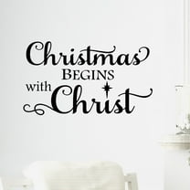 Christmas Begins with Christ North Star Vinyl Lettering Wall Decal Sticker Christmas Holiday Decals - Size: 12" H x 22" L  - Color: Black