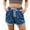 Dark Blue, variant on Bermuda Ripped Jeans Shorts for Women Lace Up Elastic Waisted Roll Up Denim Summer Casual Beach Shorts S-2XL