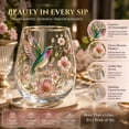 thumbnail image 3 of Hummingbird Morning Bliss Glass Tea Cup, Elegant Gold Rimmed Glassware, 14 oz Clear Cup for Loose Leaf, Nature Art Decorative Tumbler Gift for Women Mom Wife, 3 of 6