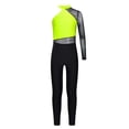 thumbnail image 3 of iiniim Kids Girls Gymnastics Leotard One Shoulder Figure Skating Jumpsuit Romper Footless Unitard Fluorescent Yellow 10, 3 of 7