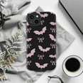thumbnail image 6 of Cute Pink Bat and Bow Pattern Phone Case, Gothic Halloween Inspired Protective Cover for iPhone 16 15 14 13 12 11 Pro Max Mini, 6 of 6