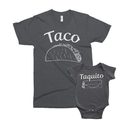 

Threadrock Taco & Taquito Infant Bodysuit & Men s T-Shirt Matching Set (Baby: 12M Charcoal|Men s: XL Charcoal)
