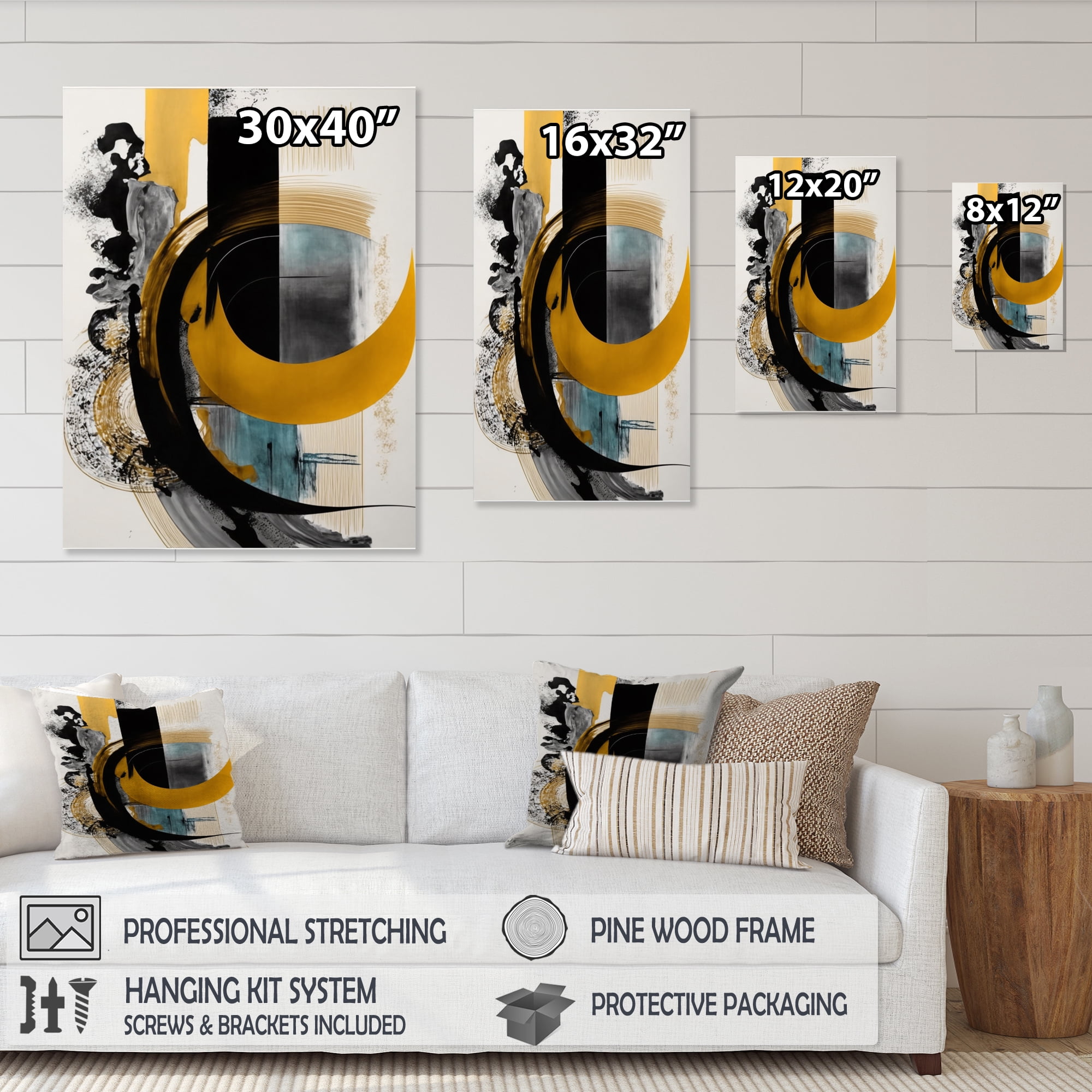 Designart Modern Green Art Deco V Canvas Wall Art