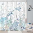 thumbnail image 2 of Nautical Coastal Sea Turtle Shower Curtain Ocean Beach Coral Fish Waterproof Fabric Shower Curtains for Bathroom Cute Seahorse Starfish Seashell Bath Curtain Decor (72'''' × 72''''), 2 of 6