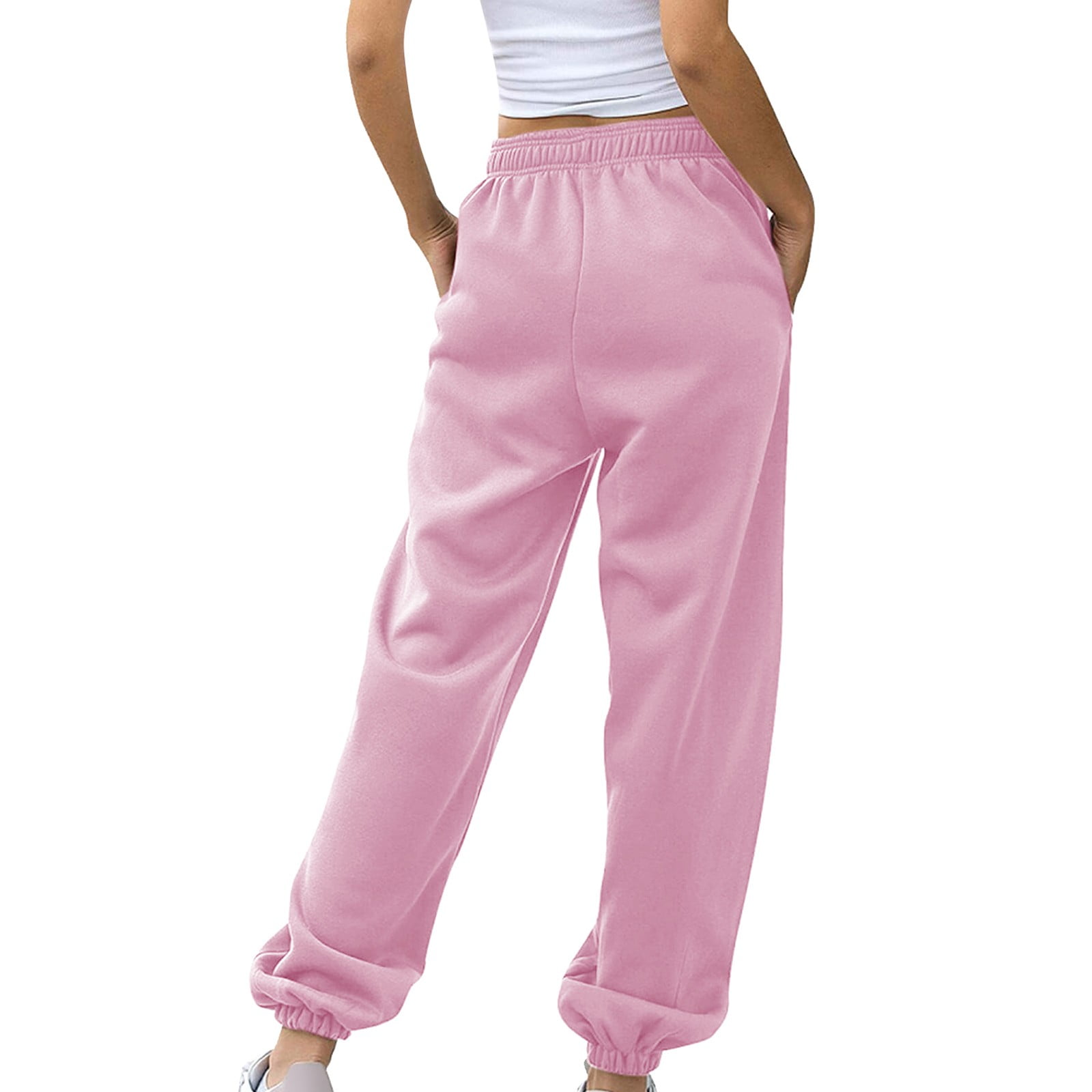 Women Sweatpants Drawstring Loose Casual Pants with Pockets Solid Bottom Jogger Pants - image 5