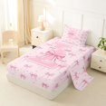 thumbnail image 2 of Erosebridal Pink L Personalized Initial Twin Sheet Sets 3pcs For Girls Teens,Kawaii Ribbon Bow Knot Girl Bedding, 2 of 5