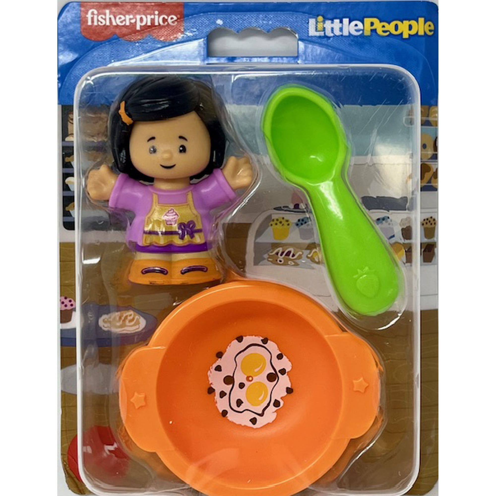 Fisher Price Little People Baker with Spoon & Bowl 2.5" for ages 1-5 years old