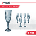 thumbnail image 2 of Juego 8 Copas de Vidrio Cristal para Champaña Vino Agua Color Azul Cobalto, 2 of 6