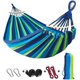 thumbnail image 1 of Hamaca Columpio Doble de Algodón 200 x 150 cm 2 Personas Grande Antivuelco Brasileña con Barra Separadora, Carga 200 kg para Camping Jardín con Bolsa de Transporte Correas para Árboles, 1 of 5