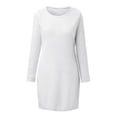 thumbnail image 4 of Womens Fall Casual Petite Dresses Autumn Winter Knit Turtleneck Long Sleeves Solid Color Slim Plush Sweater Dress White XXL, 4 of 7