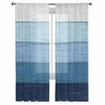 thumbnail image 3 of Blue Ombre Sheer Curtains 84 Inches Long 2 Panels Set, Window Sheer Curtains for Living Room/Bedroom, Farmhouse Vintage Wooden Striped Light Filtering Rod Pocket Curtain 52'' x 84'' x 2, 3 of 7
