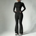thumbnail image 2 of TZZQ Womens 2 Piece Yoga Outfits Fitted Long Sleeve Zipper Crop Jackets High Waist Elastic Flare Pants Slim Fit Casual Matching Outfits Flare Legging Workout Sets Athletic Clothing Sets Black L, 2 of 7