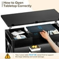 thumbnail image 6 of 40" Lift Top Coffee Table,4 in 1 Multi-Function Lift Coffee Tables with Storage Drawers and Hidden Compartmen,Farmhouse Coffee Table with Lifting top for Living Room,Black, 6 of 16