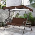 thumbnail image 3 of Tianherq Outdoor 3 Seat Swing Cover Set with Waterproof Oxford Cloth Canopy Replacement & Patio Swing Cover for Patio Porch Garden Swing Chair, Coffee, 3 of 6