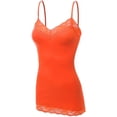 thumbnail image 2 of Bozzolo Women Junior & Plus Adjustable Spaghetti Strap Lace Trim Tunic Tank Top Camisoles, 2 of 5