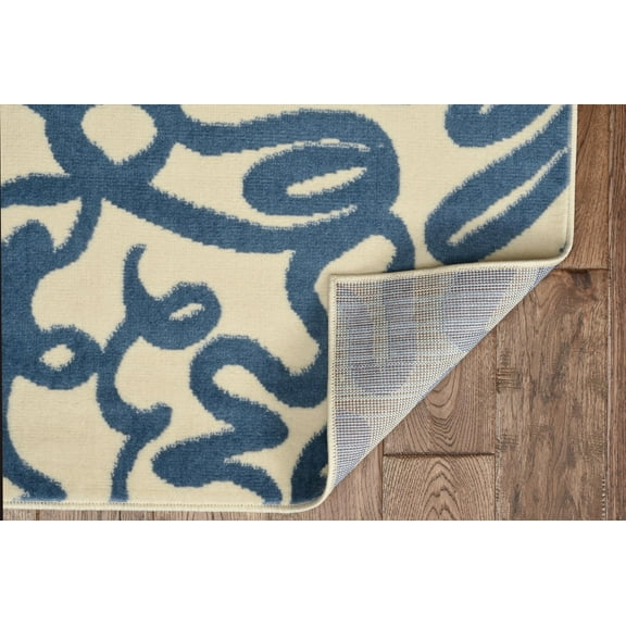 Riverbay Furniture 51" x 87" Transitional Fabric Rug in Blue