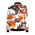 thumbnail image 4 of nerohusy Womens Bomber Jacket Floral Jackets for Women 2024 Full Zip Bomber Jacket Lightweight Fall Winter Coats Long Sleeve Oversized Windbreaker Prime Day Deals Today Orange,XXXXXL, 4 of 5
