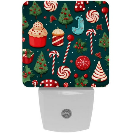 

Christmas crutches LED Square Night Lights- Modern and Energy Efficient Bedside Lamps for a Soothing Atmosphere - Set of 2