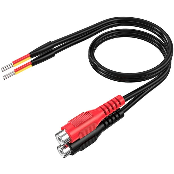 2 RCA Female to Bare Wire Speaker Cable, 18AWG 3ft Replacement RCA Jack to Open End Adapter