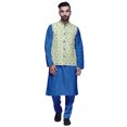 thumbnail image 1 of Atasi Traditional Mens Dupion Silk Kurta Pajama Set With Nehru Jacket Men Wear, 1 of 3