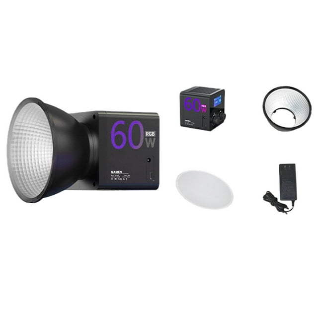 Klonfd Lampe Vidéo LED 60W Portable pour Photographie COB avec RVB et 24 Modes de Scène, Charge Réglable 2500 6500K (/Type C) 0R pour Prise de Vue Extérieure/