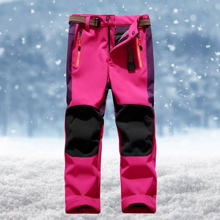 Herrnalise Kids Boys Girls Ski Pants Outdoor Waterproof Hiking Climbing  Trousers Toddler Stretch Plush Solid Color Keep Warm Casual Leggings Home  Pants Hot Pink 