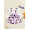 thumbnail image 6 of Michellecmm  Baby Girls Halloween Set Romper Pumpkin Ghost Overalls Skirt Hair Band, 6 of 9