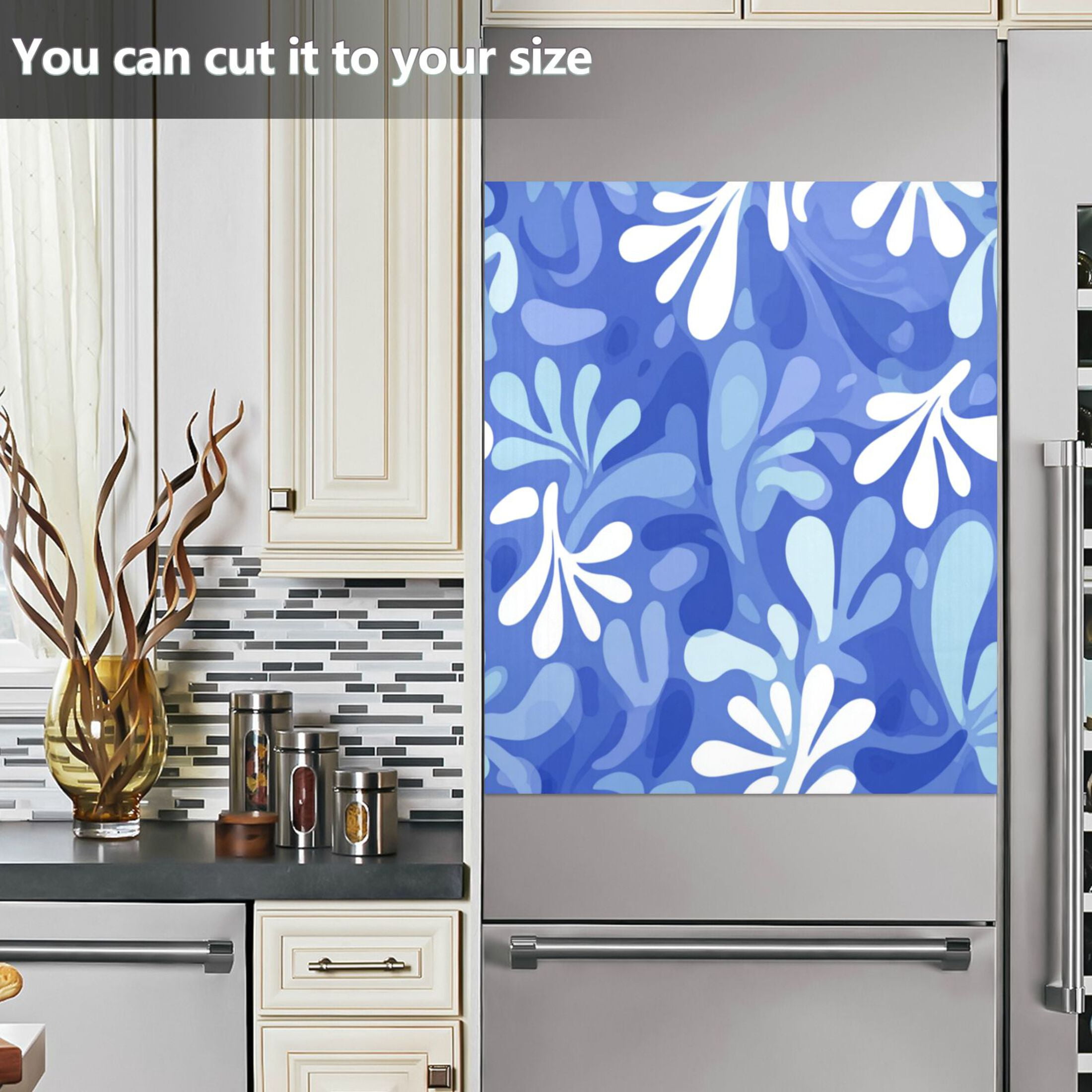 Dishwasher Magnetic Refrigerator Magnet Cover Sticker Home Decorative 23"x26" Blue Playful Splashes
