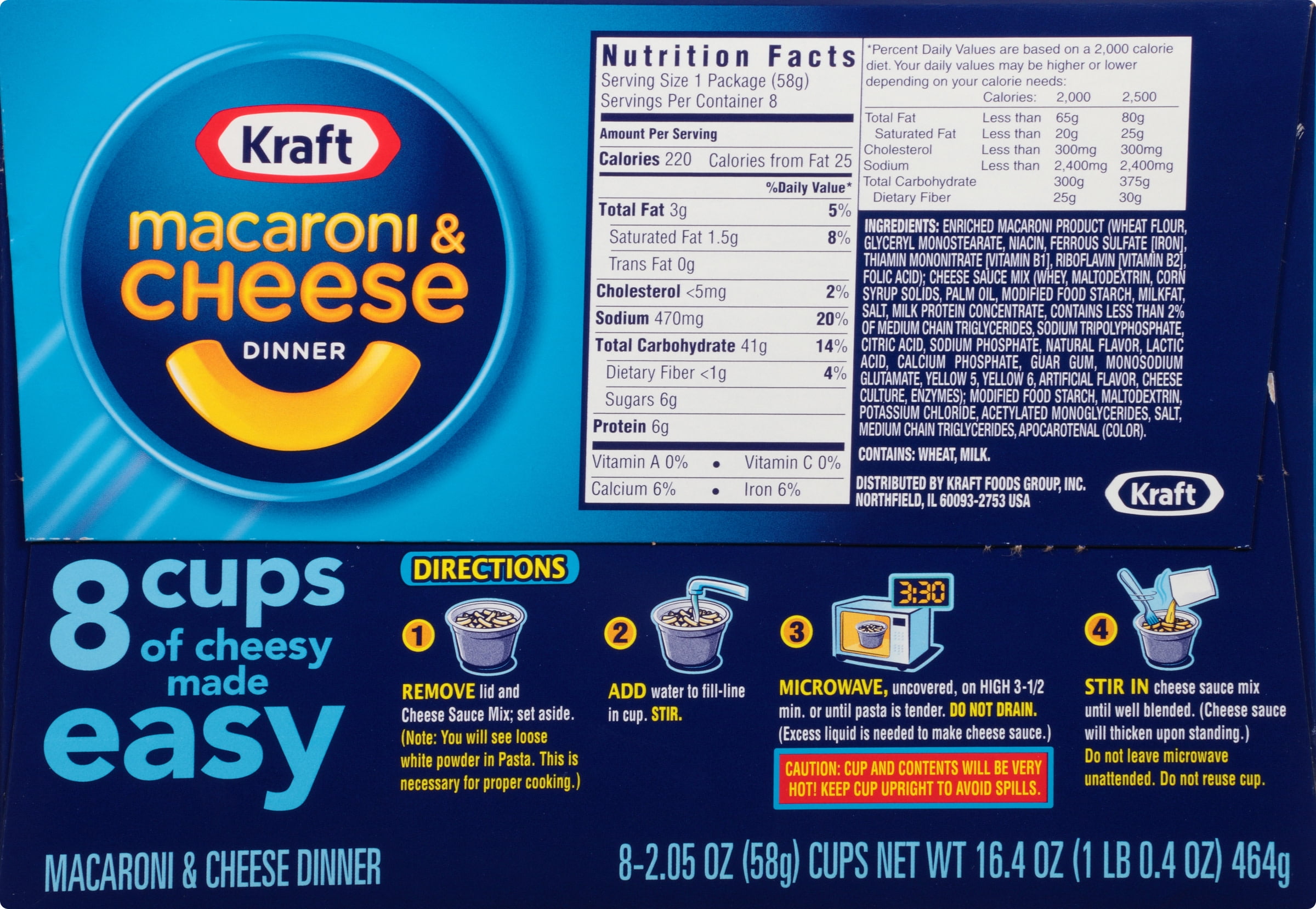 Kraft Easy Mac Original Flavor Macaroni and Cheese, 8 ct - 16.4 oz Box