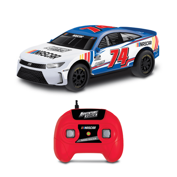 Adventure Force (1:64) Radio Control NASCAR Nano Racer Blue/White Stock Car, WR5-64C22V-TT Child