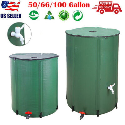 Qianyuqianxun 50 Gallon Green Rain Barrel Water Collector Portable Foldable Collapsible Tank,Spigot Filter Water Storage Container 